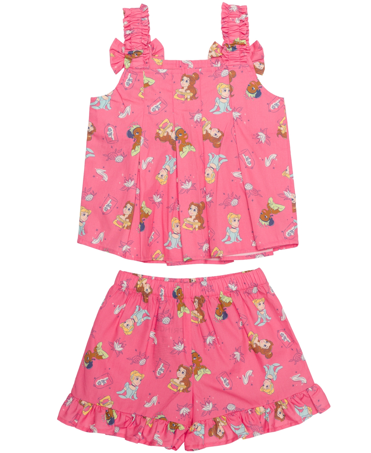 Hybrid Girls' 2T-6X Square Neck and Elastic Shorts, 2-Piece Set