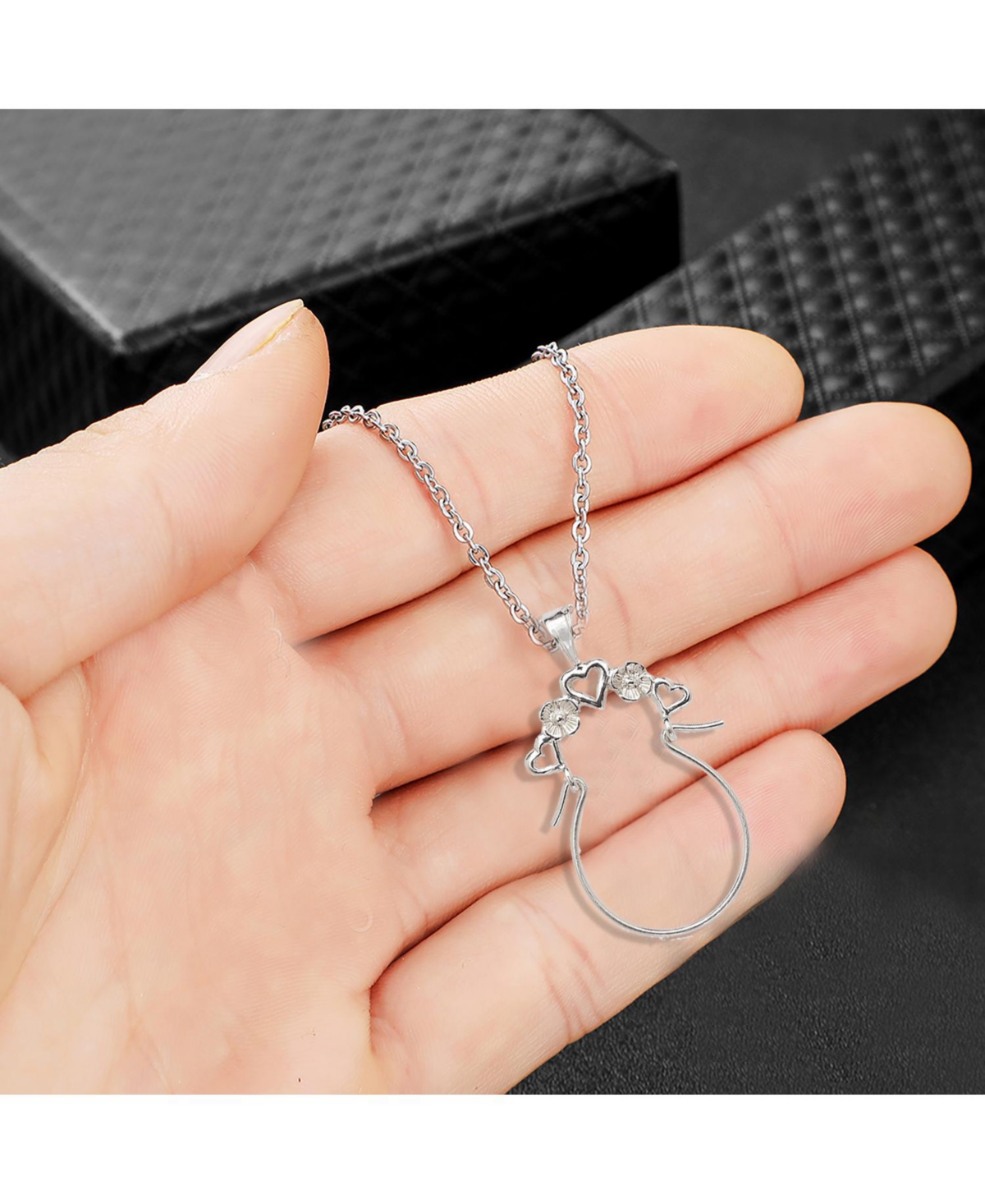 Curata Jewelry 925 Sterling Silver Solid Polished 5 Love Heart Charm holder Ring Holder Pendant Necklace