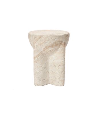 18.3" Marbled Round End Table for Outside, Garden Accent Table, Outdoor Side Tables for Patio