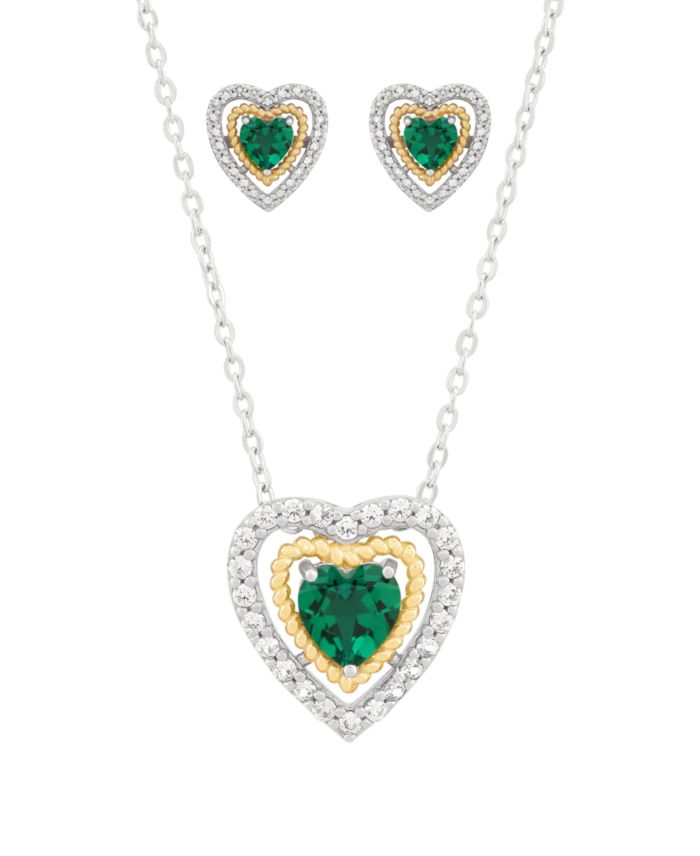 3-Piece Lab Grown Emerald (1-1/2 ct. t.w.) and White Topaz (5/8 ct. t.w.)