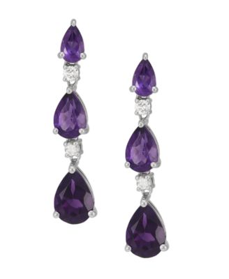 Amethyst (2-1/3 ct. t.w.) & Created White Sapphire (1/8 ct. t.w.) Drop Earrings in Sterling Silver