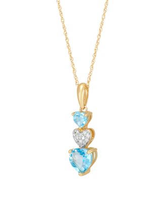 Swiss Blue Topaz (1-1/5 ct. t.w.) & Diamond Accent Heart Pendant Necklace in 14k Yellow Gold-Plated Sterling Silver