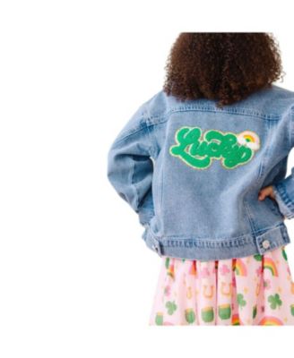 Toddler Girls Lucky Rainbow Patch St. Patrick's Day Denim Jacket