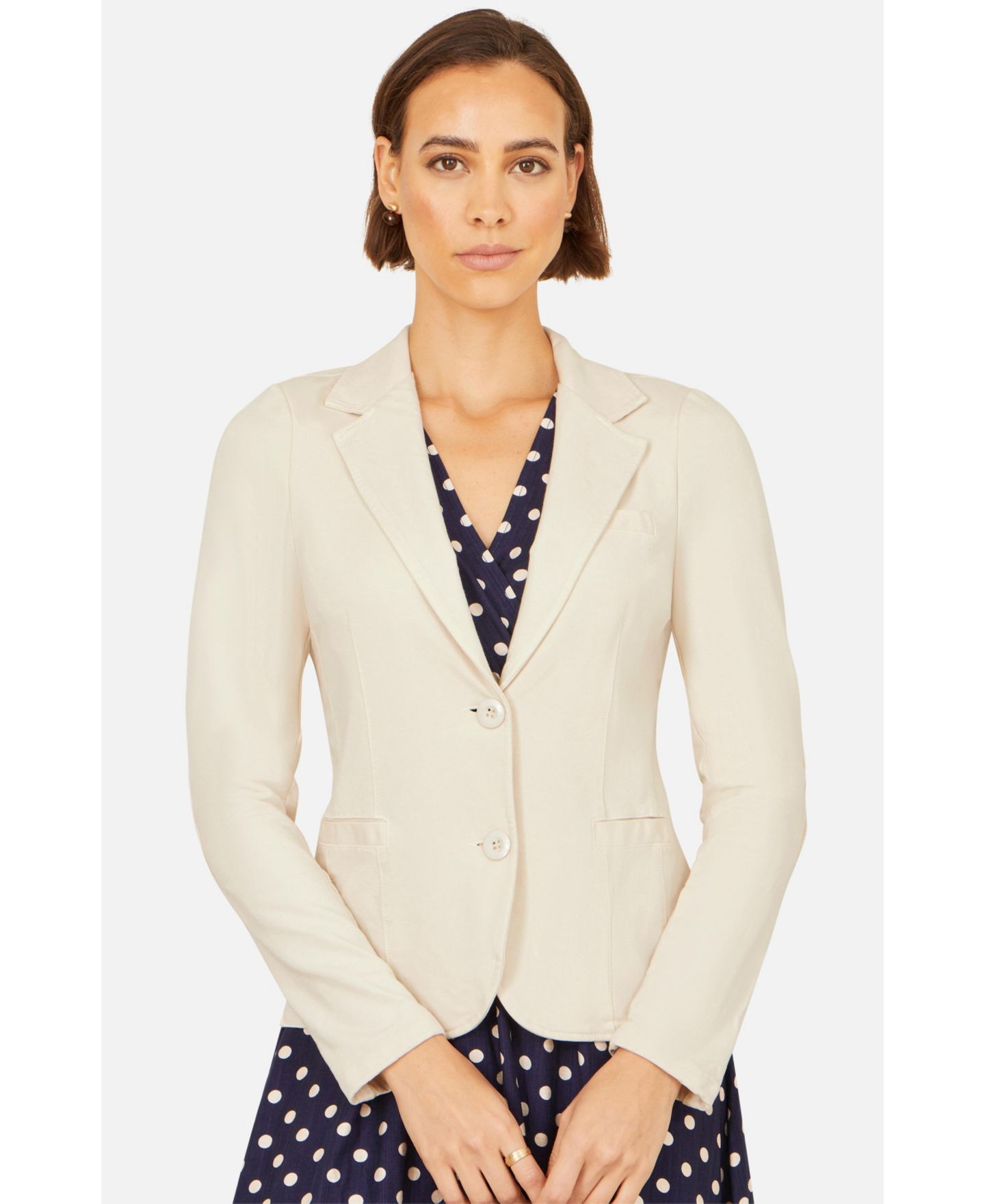 Женский пиджак Yumi Stretch Cotton Blazer, цвет: Бежевый — фото 4