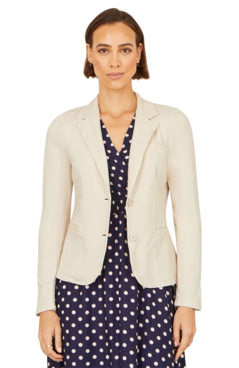 Женский пиджак Yumi Stretch Cotton Blazer, цвет: Бежевый