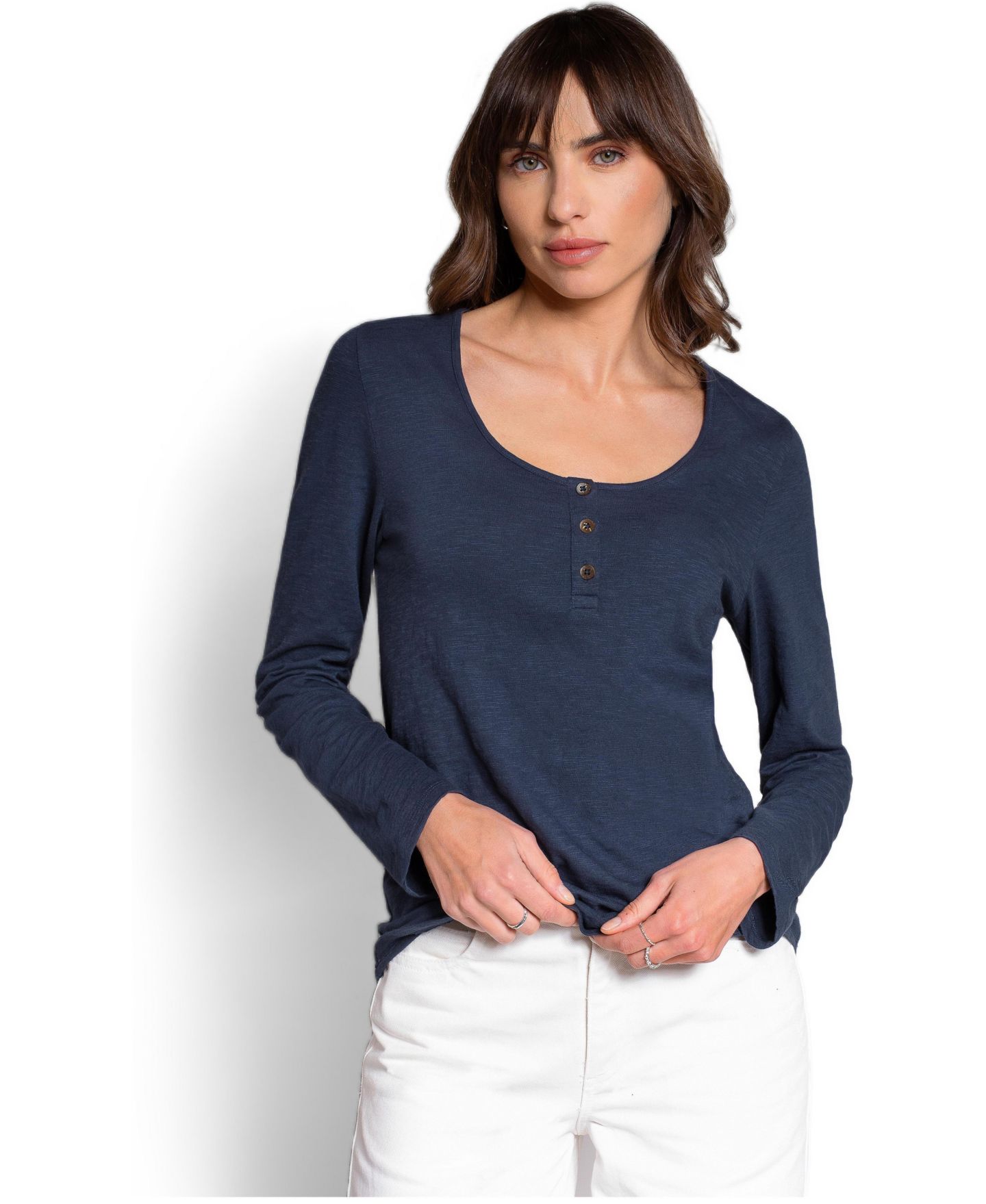 Женский топ Celtic & Co. Slub Jersey Scoop Neck Henley, цвет: Тёмный тёмно-синий — фото 2