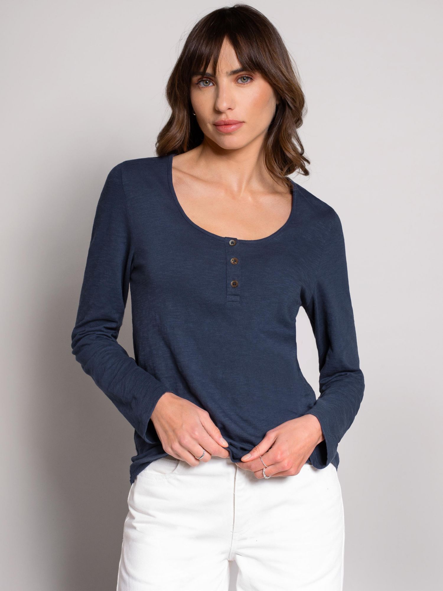 Women's Slub Jersey Scoop Neck Henley Top