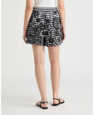 Women's Gingham Scallop Hem Short