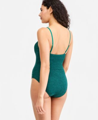 Women's Scoop Neck Texture One-Piece Swimsuit