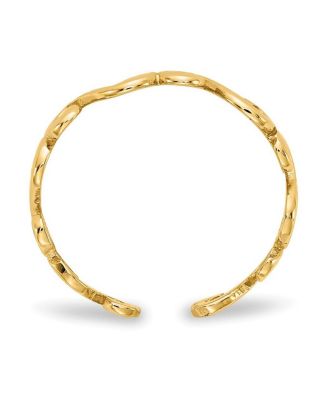 Solid 10k Yellow Gold Art Deco Swirl Adjustable toe ring 4mm Wide toe ring