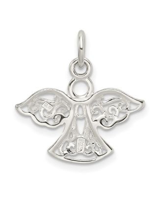 925 Sterling Silver 18 Inch 20mm Filigree Guardian Angel Charm Necklace