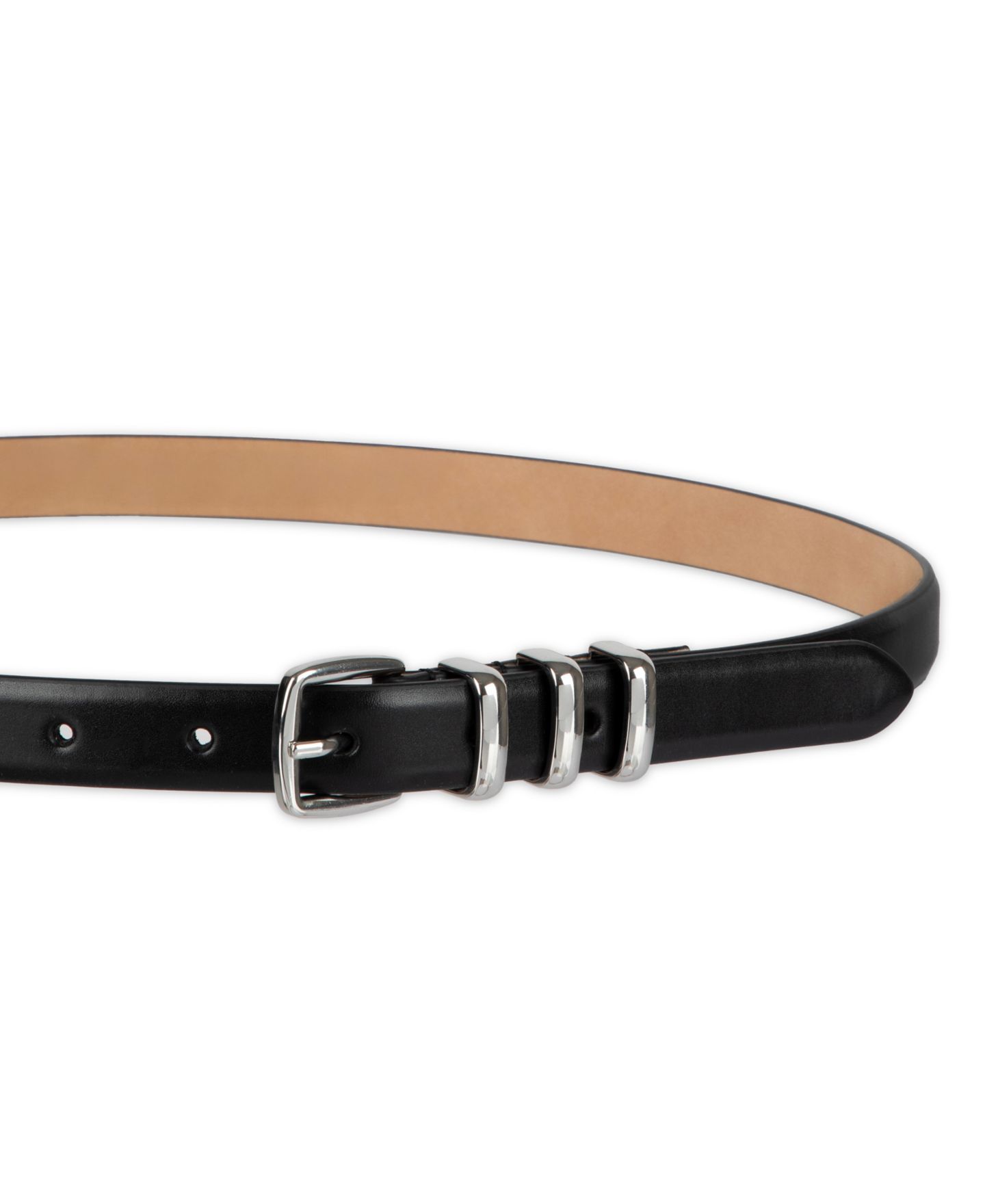 Женский ремень Cole Haan Skinny Triple Metal Keeper Dress Belt, цвет: Чёрный — фото 7