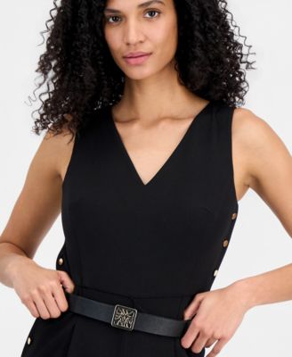 Women's Side Button V-Neck Jumpsuit