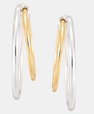 Two-Tone Split Hoop Earrings