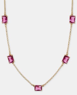 Gold-Tone Fuchsia Station Collar Necklace 