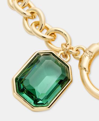 Gold-Tone Aqua Stone Flex Bracelet 