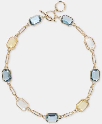 Gold-Tone Stone Chain Collar Necklace 
