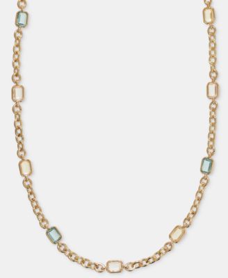 Gold-Tone Station Stone Collar Necklace 