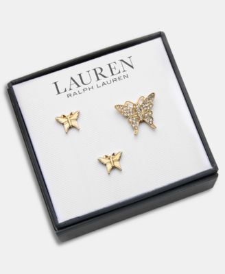 Gold-Tone Boxed Crystal Butterfly Pins, Set of 3 