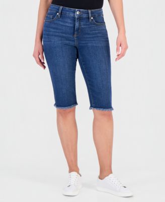 Petite Mid-Rise Raw-Hem Skimmer Jeans