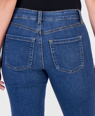 Petite Mid-Rise Raw-Hem Skimmer Jeans