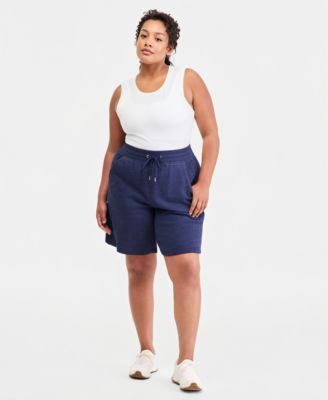 Plus Size Cotton-Blend Pull-On Bermuda Shorts