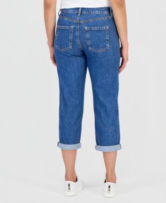 Petite Embroidered High-Rise Cropped Jeans