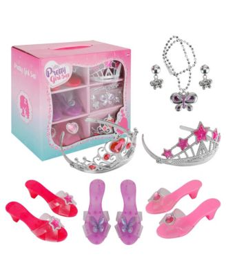 Princess Dress-Up Gift Set with Wearable Tiara, Necklace & Earrings for Girls Birthday & Parties