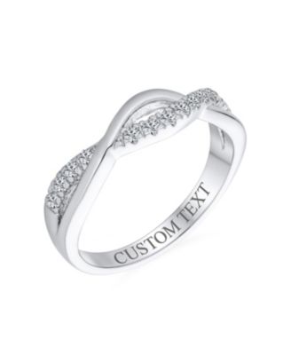 Intertwined Pave Cubic Zirconia CZ Infinity Statement Band Ring Sterling Silver