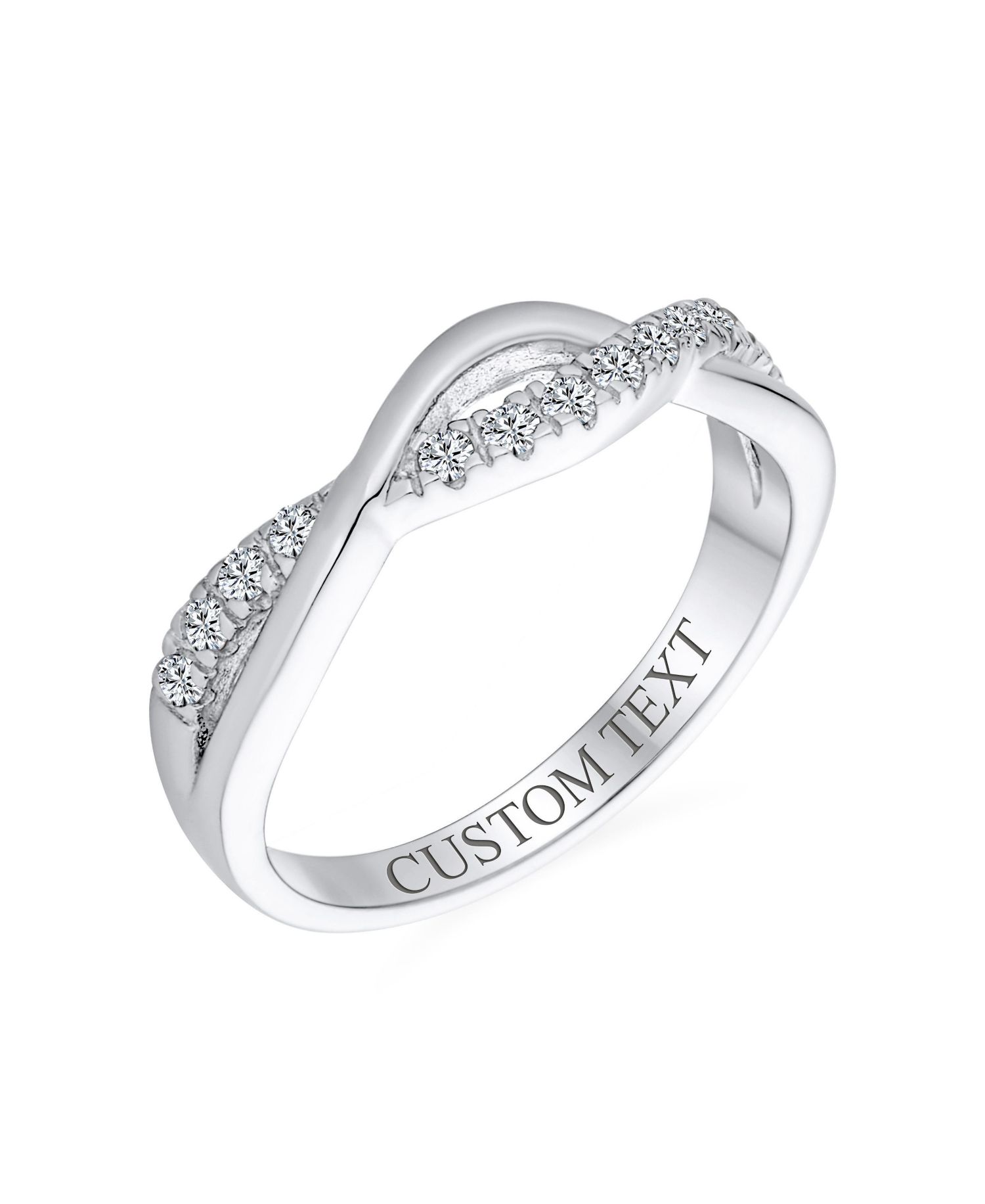 Intertwined Twist Half Eternity Pave CZ Infinity Band Ring Sterling Silver