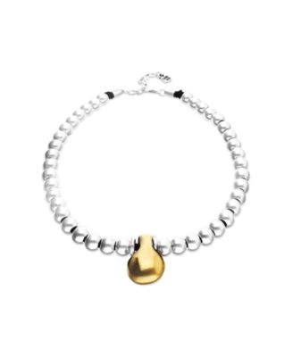 Necklace with Medium Sterling Silver Alloy Shapes of Balls and Big Shaped Ball in Gold 18k