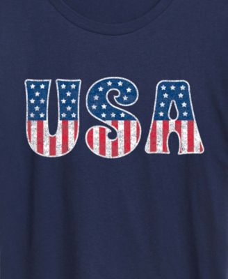 Plus Size Instant Message USA Flag Fill Graphic Crewneck T-Shirt
