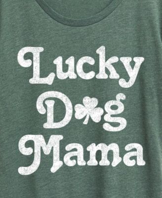 Plus Size Instant Message St. Patrick's Day Lucky Dog Mama Graphic Crewneck T-Shirt