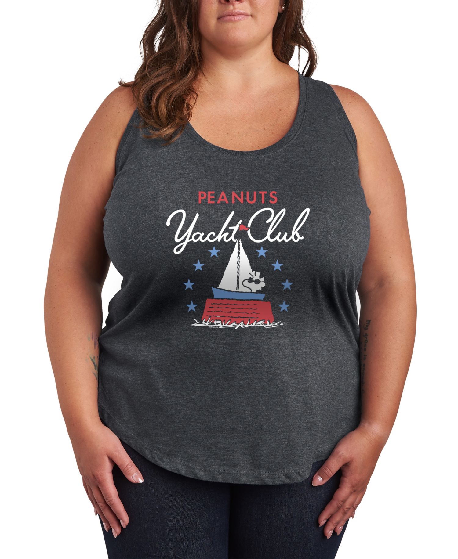 Plus Size Peanuts Patriotic Yacht Club Graphic Tank Top