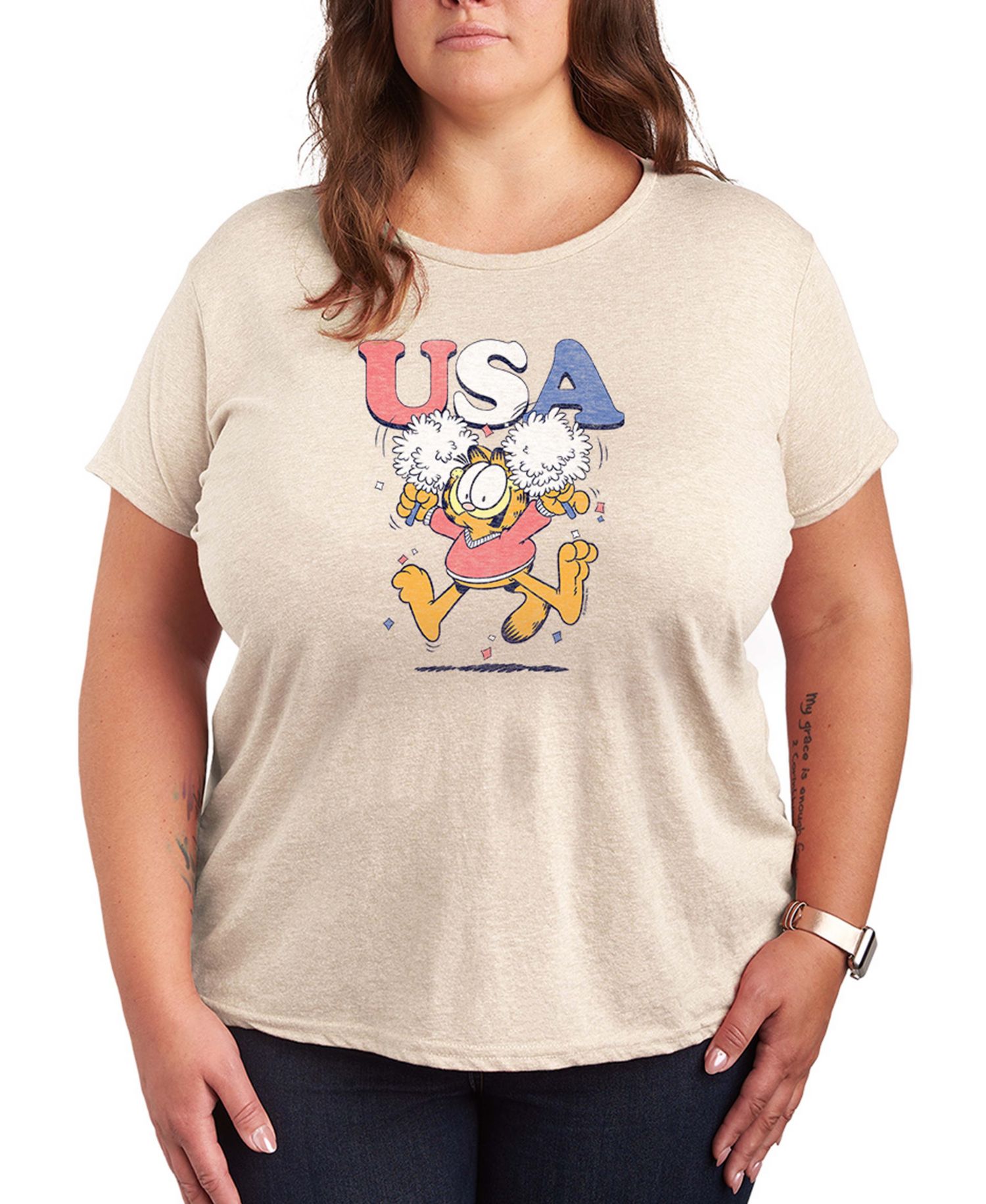 Plus Size Garfield USA Cheer Short-Sleeve T-Shirt