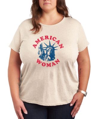 Plus Size Instant Message American Woman Statue Of Liberty Graphic Crewneck T-Shirt