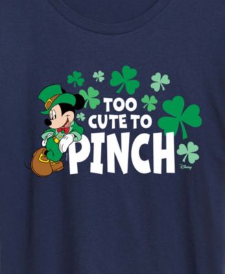 Plus Size Disney St. Patrick's Day Too Cute To Pinch Graphic Crewneck T-Shirt