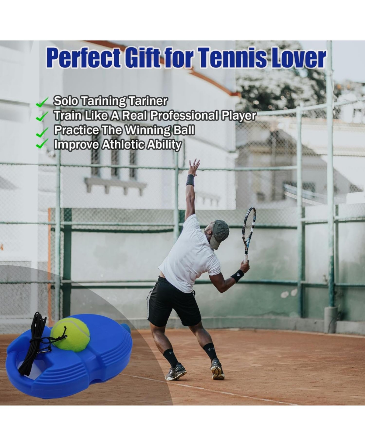 Magicorange Solo Tennis Trainer Rebound Ball Set with 6 String Balls and Portable Base for Self Practice and Skill Training for Kids and Adults