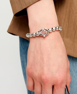 Pink Faceted Crystals Elastic Bracelet