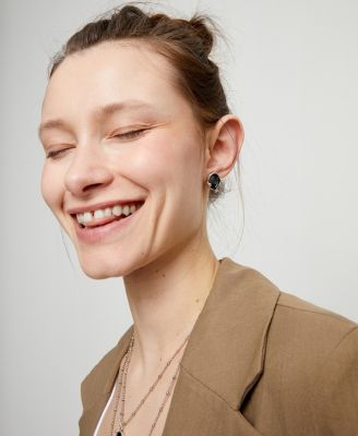 Gray Facted Crystals Earrings