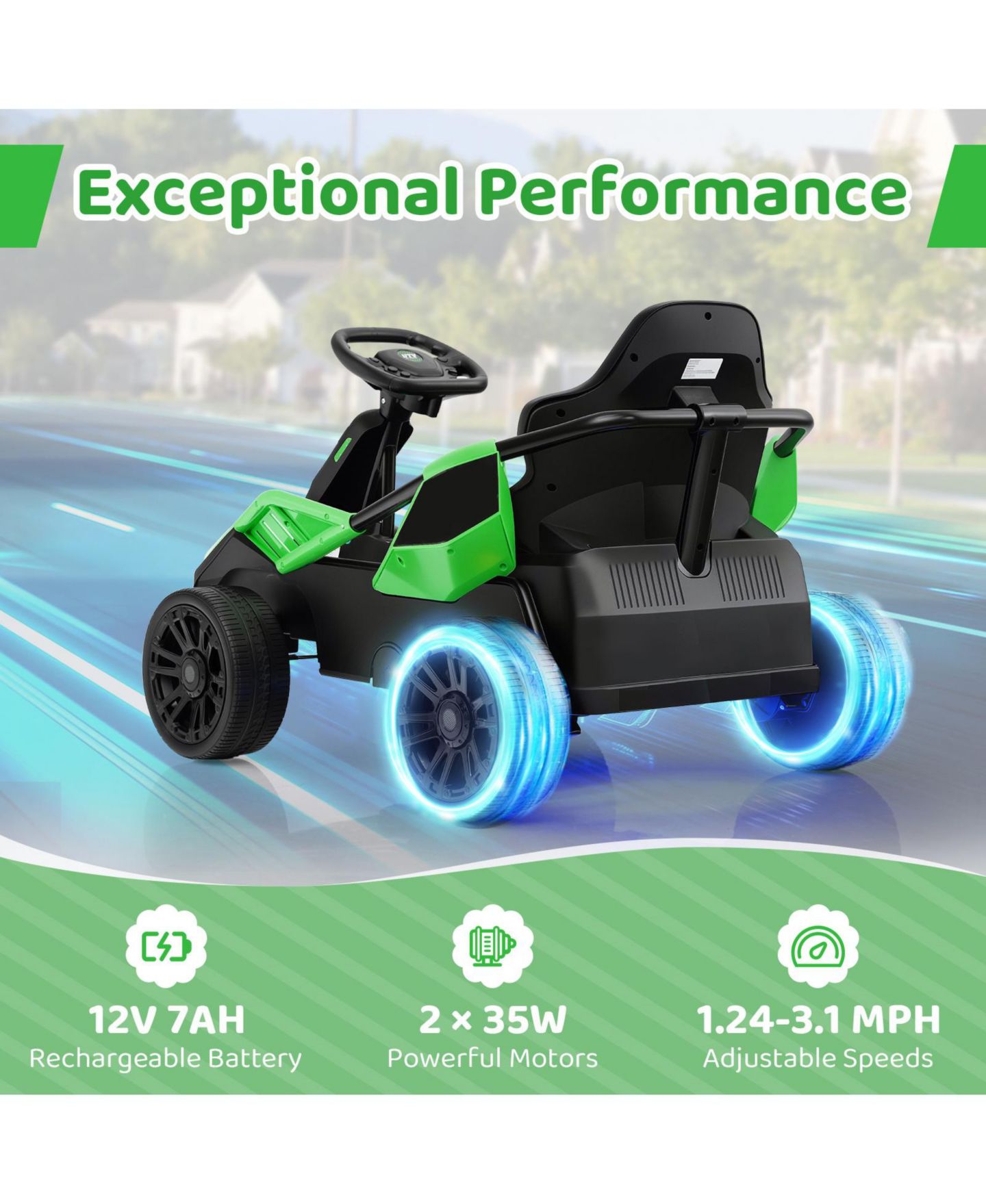 Детская игрушка Slickblue 12V Electric UTV Ride-On with Remote Control, 110 lbs., Ages 3-10, цвет: Зелёный — фото 8