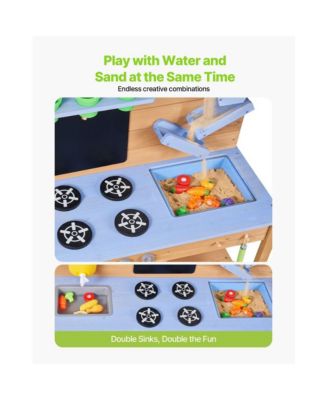 Kids Outdoor Mud Kitchen Playset with Water, Sand & Cooking Tools