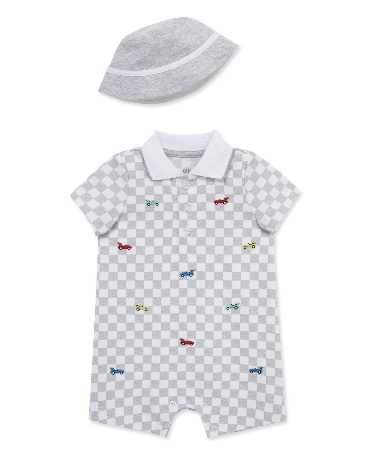 Baby Girls' Race Car Romper & Hat, 2-Piece Set