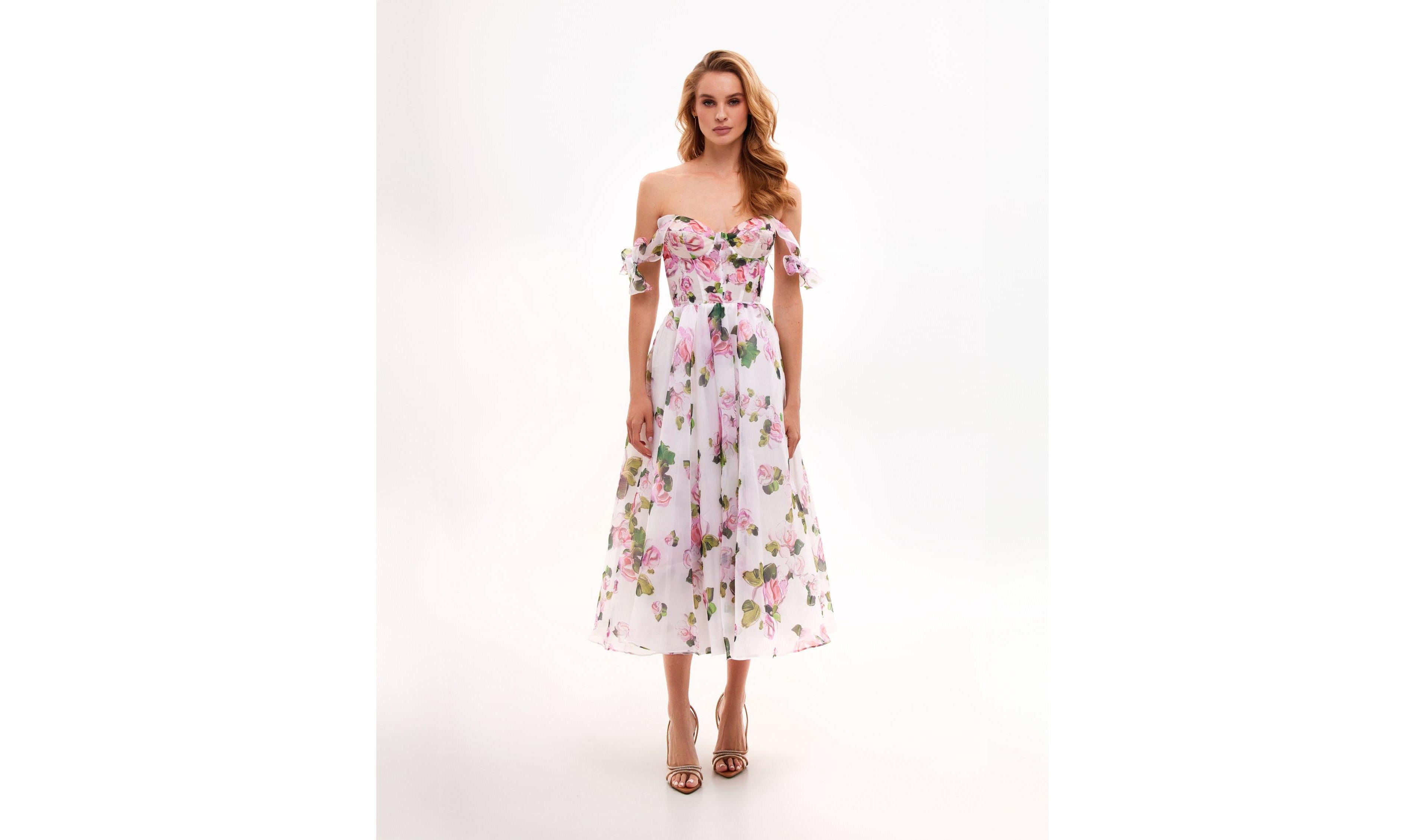 Milla Women's Tender Floral Midi Tie-Strap Dress