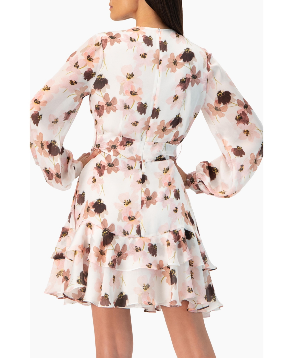 Ivonne Women's Ruffled Skirt Short Floral Print Dress