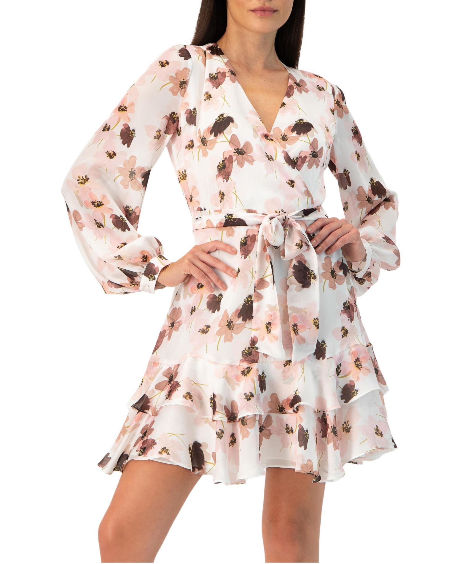 Women's Ruffled Skirt Short Floral Print Dress
