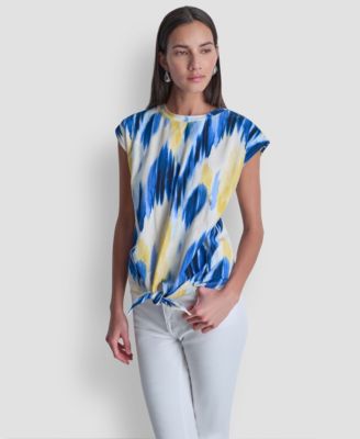 Women's Abstract Print Tie-Waist Top