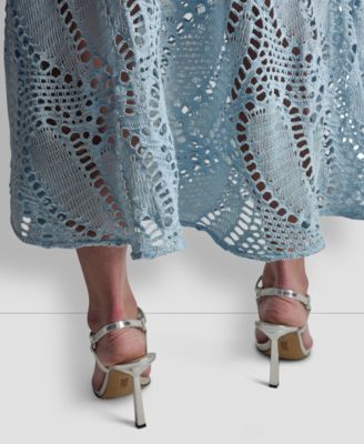 Women's Crochet Leaf Pull-On Midi Skirt