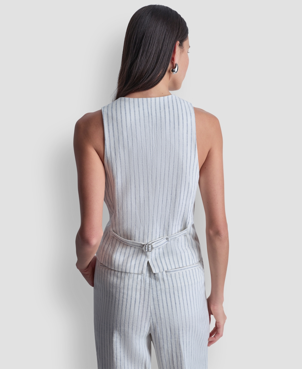 Dkny Women's Striped Sleeveless Button-Down Vest