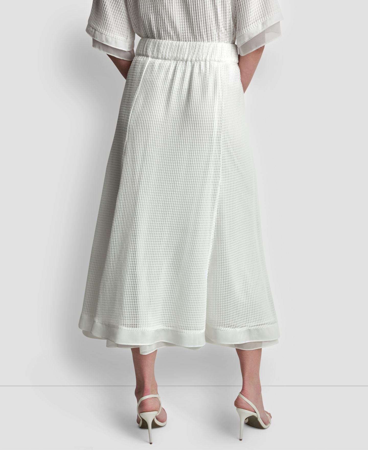Женская юбка DKNY Layered Window Pane Ankle, цвет: Слоновая кость — фото 2